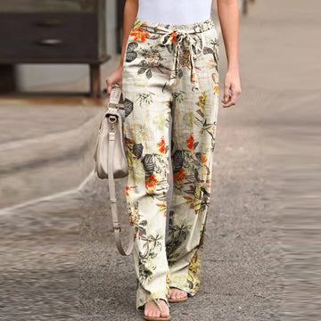 Women’s Floral Wide Leg Linen Pants