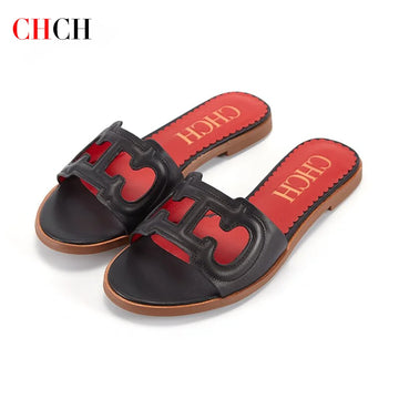 Classic Comfortable Black Flat Slippers for Women