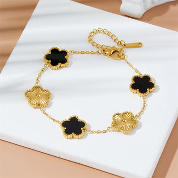 Gold Plated Clover Charm Bracelet Women