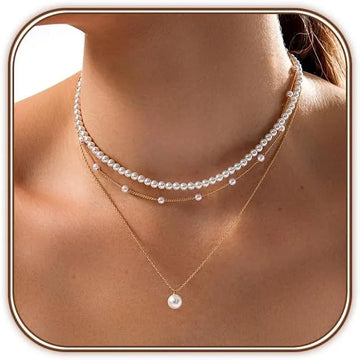 Dainty Layered Pearl Choker Necklace