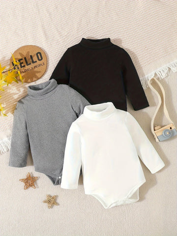 3-Pack Baby Girl Velvet Long Sleeve Bodysuits