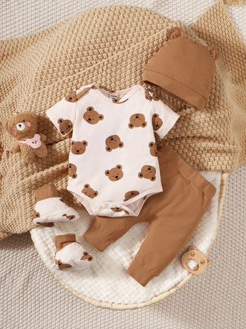 4PCS Baby Boy Bear Outfit Set