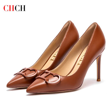 Pointed Metal Buckle Party Heels