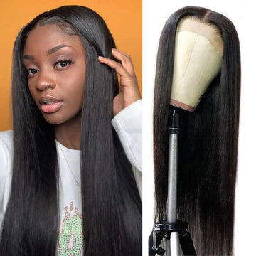 Long Straight Black Synthetic Lace Front Wig