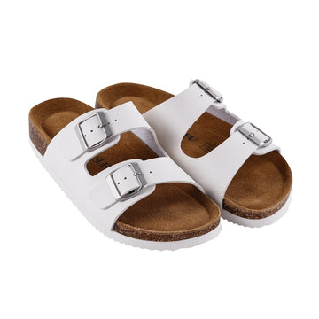 Double Buckle Cork Slides Summer Slippers