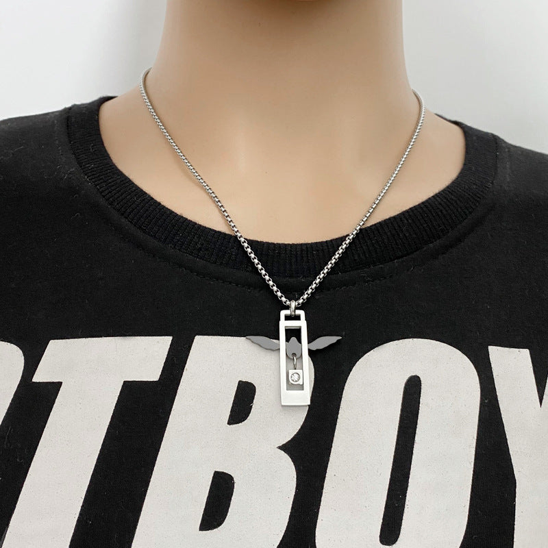 Titanium Steel Wing & Heart Pendant Necklace