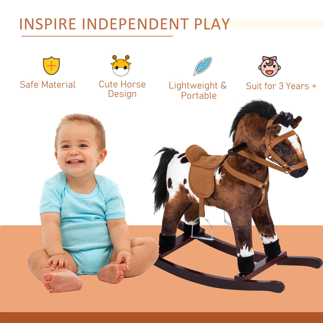 Rocking Horse, Children'S Plush Ride-On Toy