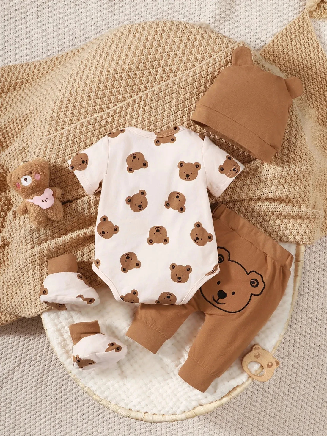 4PCS Baby Boy Bear Outfit Set