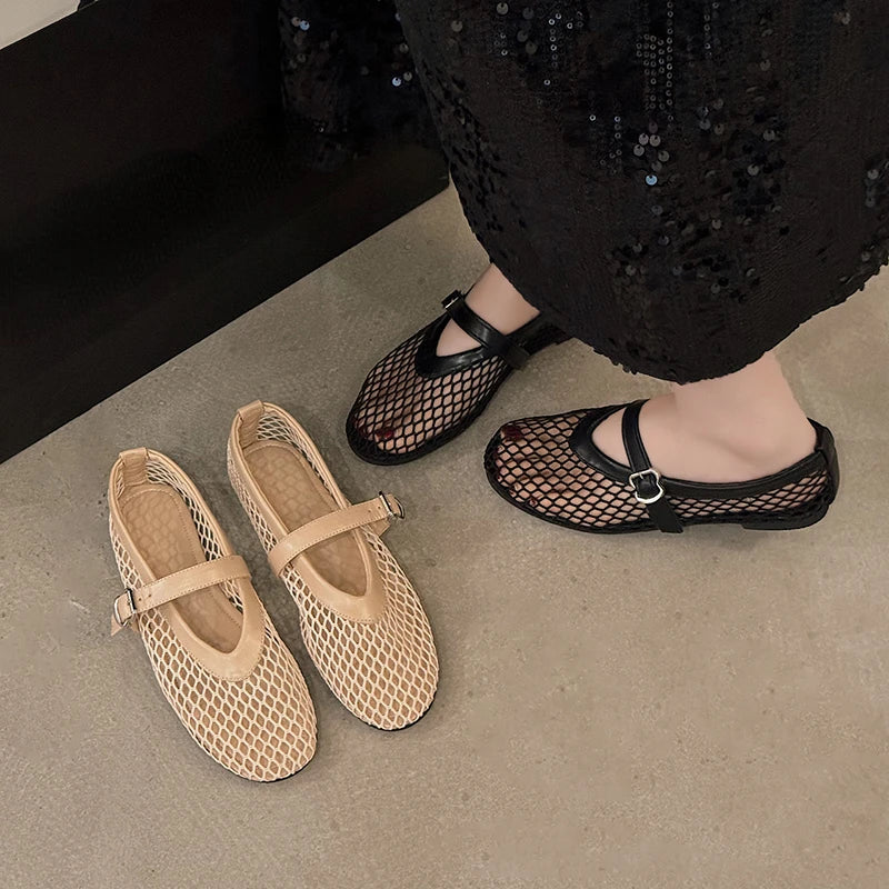 Cut-Out Mary Jane Flats with Buckle