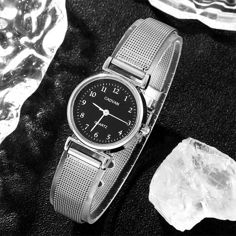 Alloy Quartz Watch with 5-Piece Bracelet Set