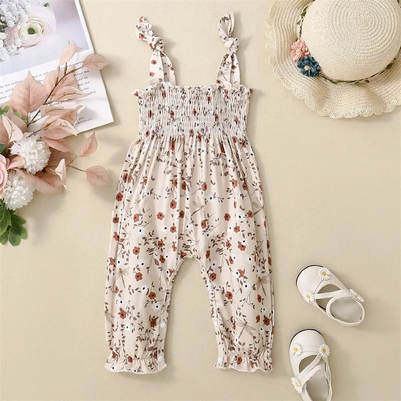Baby Girl Floral Suspender Jumpsuit