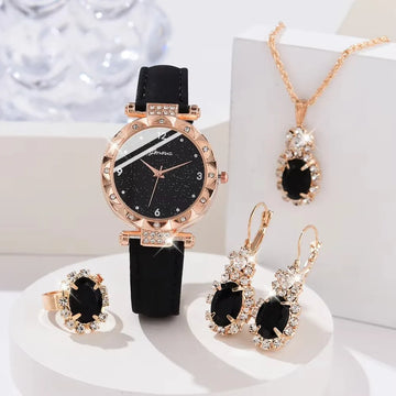 Elegant Rhinestone Leather Watch