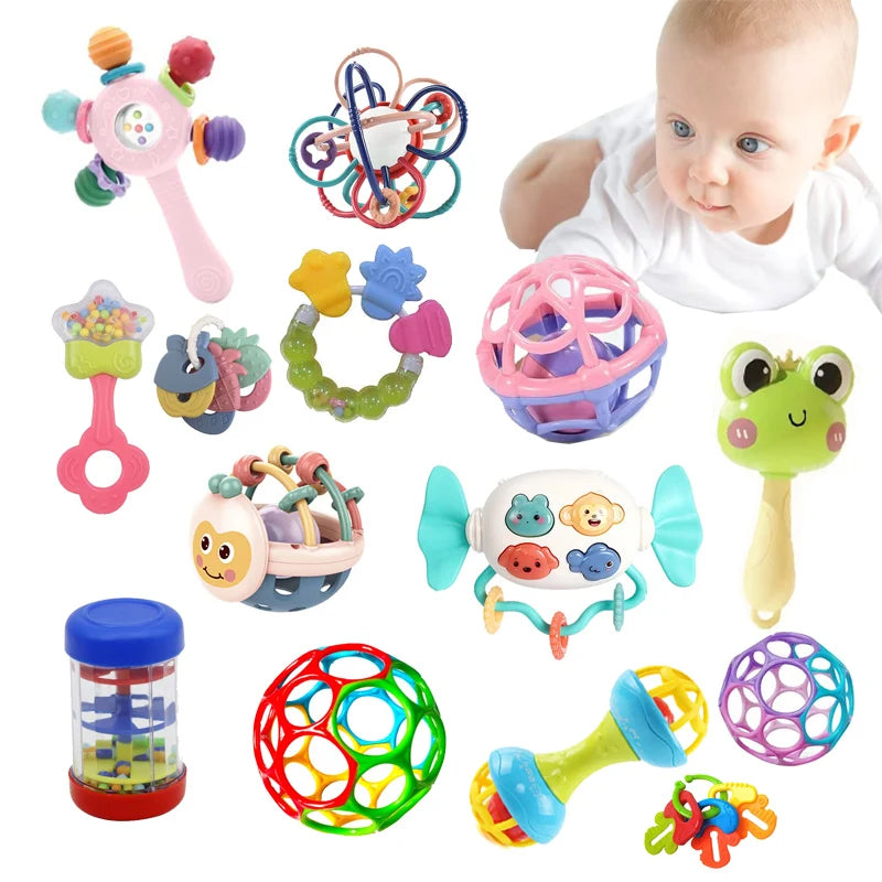 Soft Silicone Baby Rattle Teether Toy
