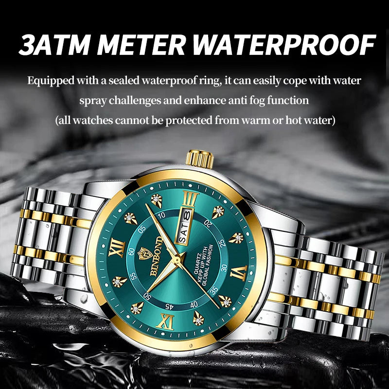 BINBOND Men's Stainless Steel Quartz Watch