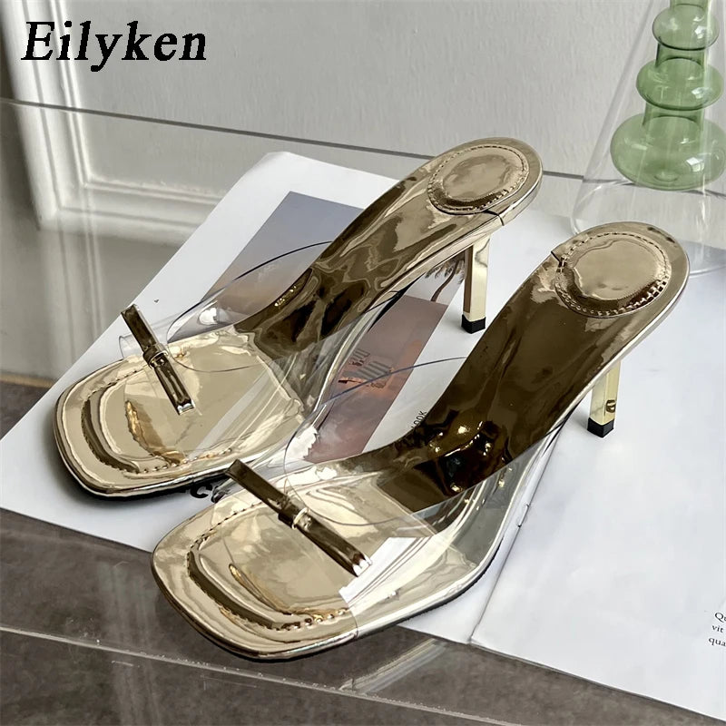Satin Butterfly Knot High Heel Slides