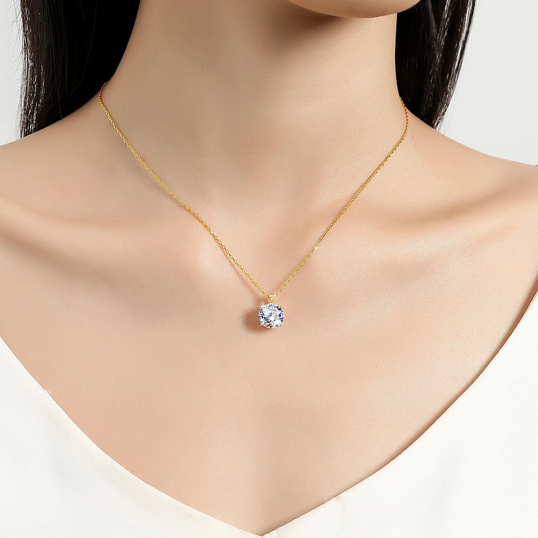 Elegant 14K Gold 1ct Moissanite Necklace
