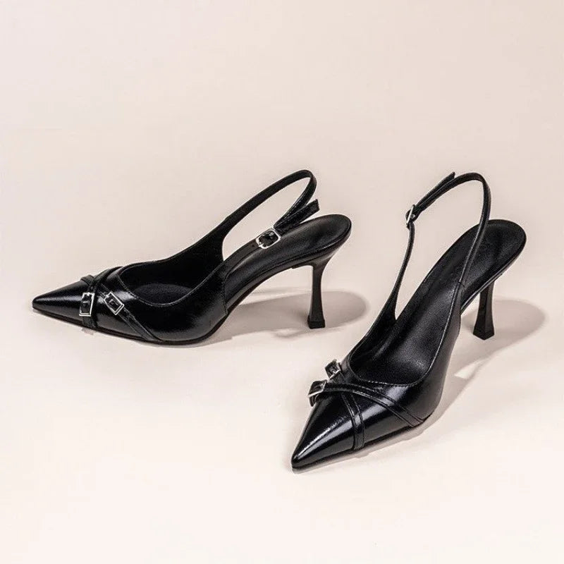Elegant Buckle Crystal Stiletto Sandals