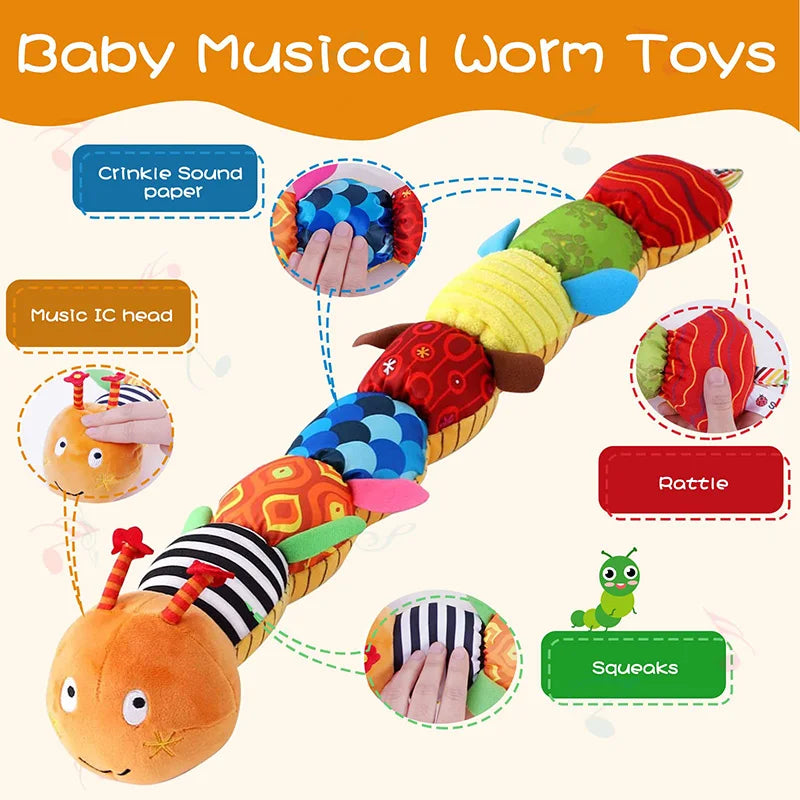 Plush Musical Caterpillar Sensory Rattle Toy