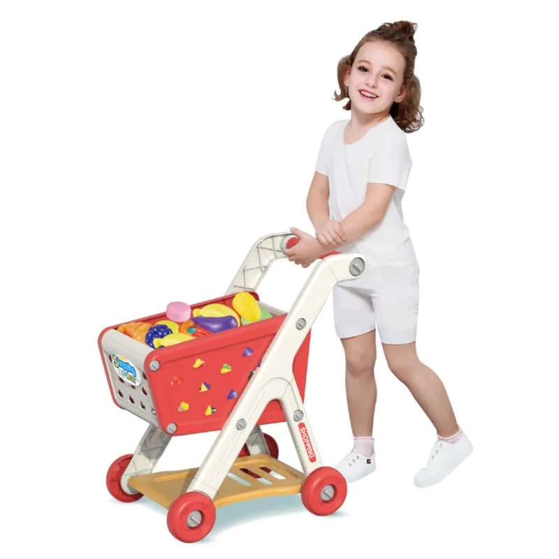 Kids Mini Shopping Cart with Play Food
