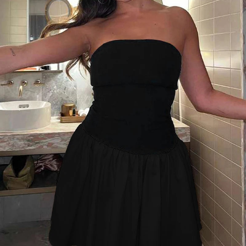 Women’s Strapless Patchwork Mini Dress
