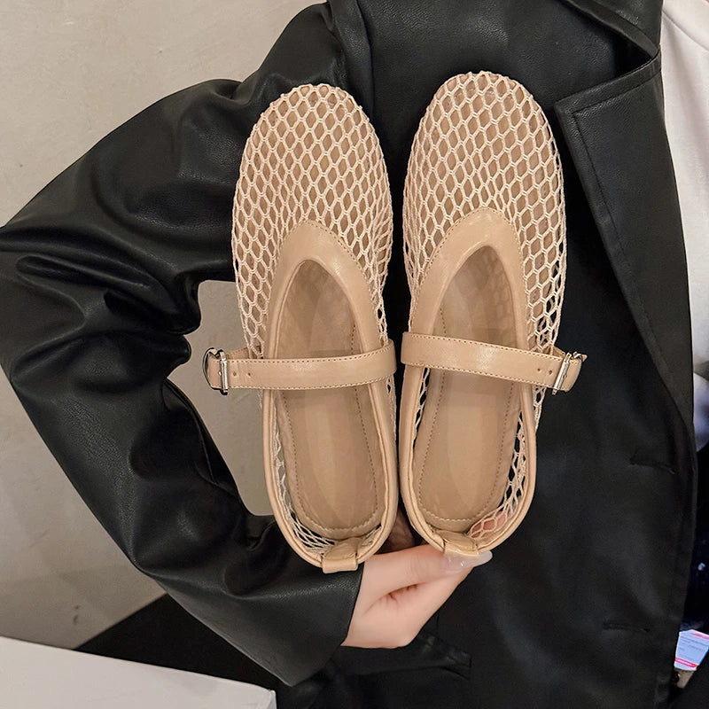 Cut-Out Mary Jane Flats with Buckle