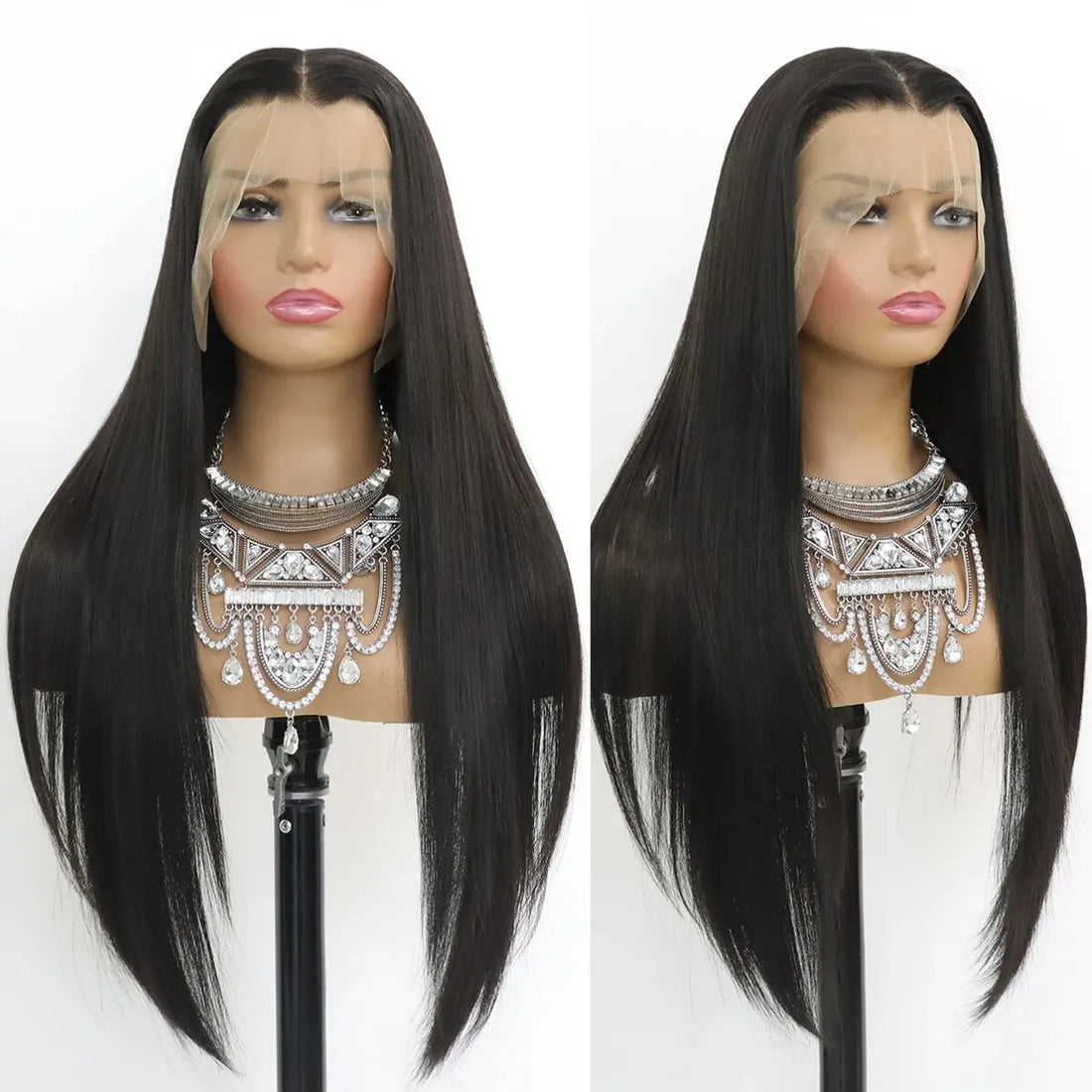 Long Straight Black Synthetic Lace Front Wig