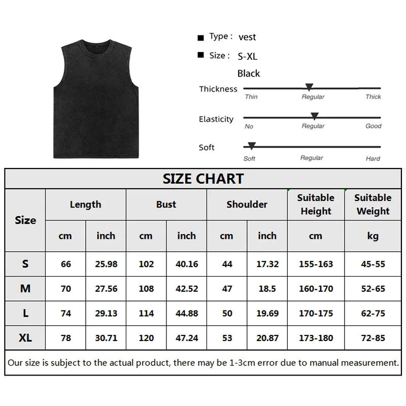 Men's Vest Vintage Washed Tank Top