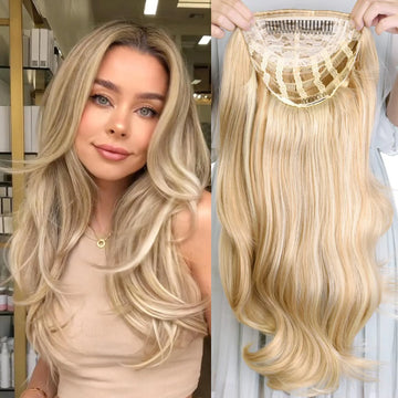 24-Inch Blonde Wavy 3/4 Half Wig Clips