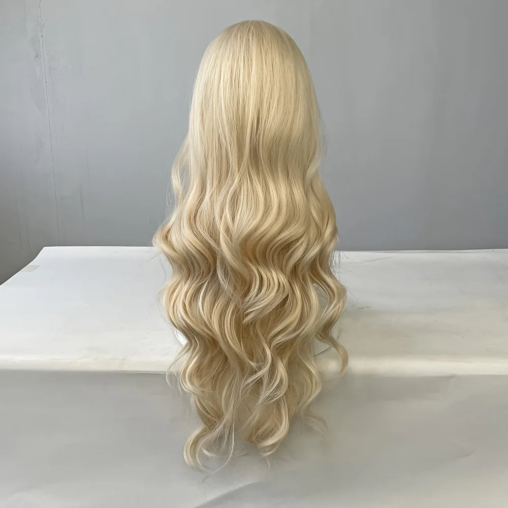 Long Blonde Curly Wig with Large Waves