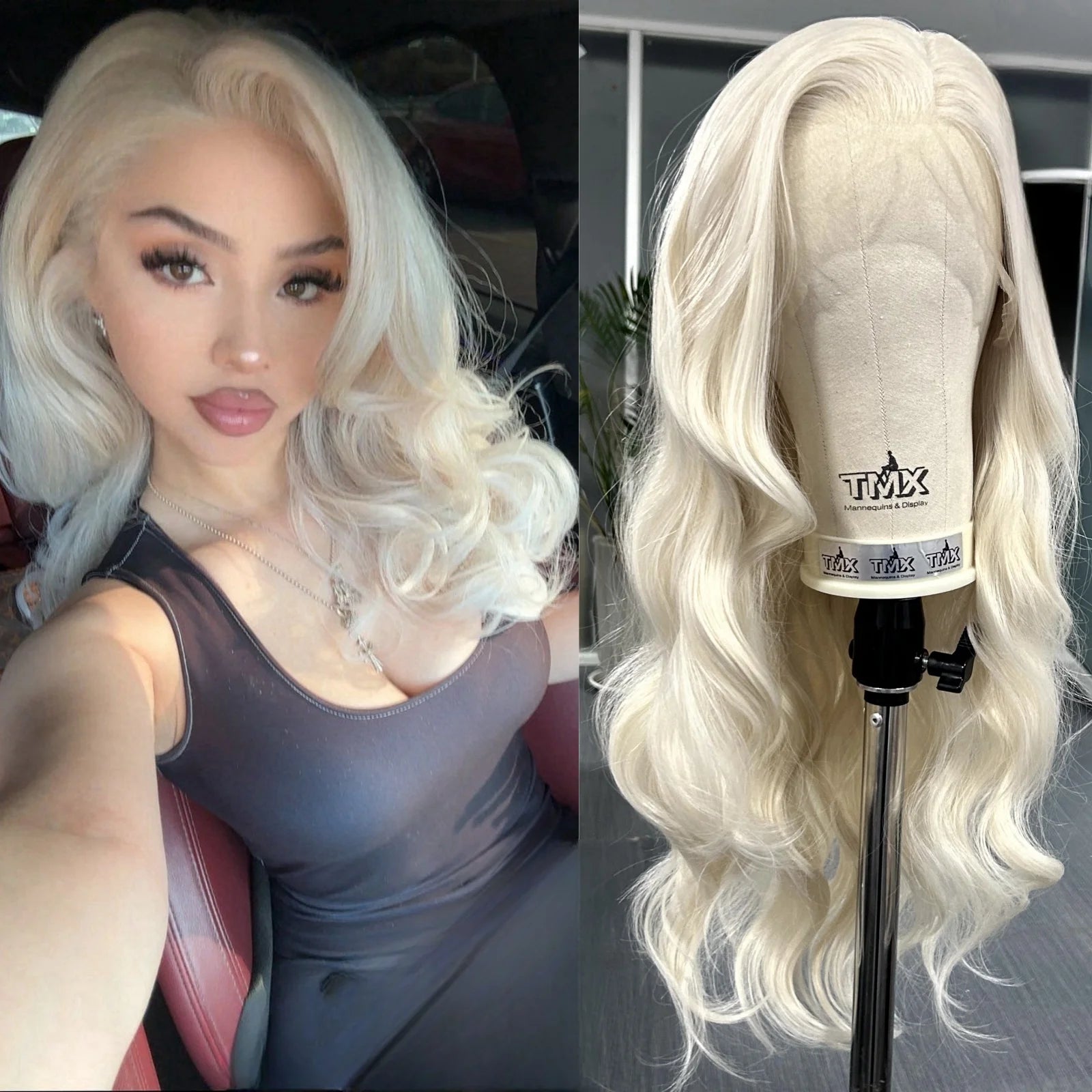 Platinum Blonde Wavy Lace Front Wig